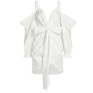 AMUR Off-The-Shoulder Tie Dress, White